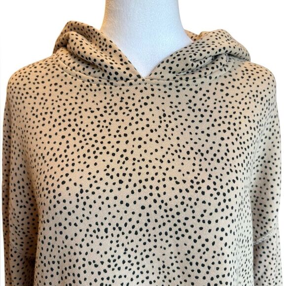 Abercrombie & Fitch Soft Collection Hooded Sweatshirt Tan Black Dots Womens Med - Picture 6 of 14